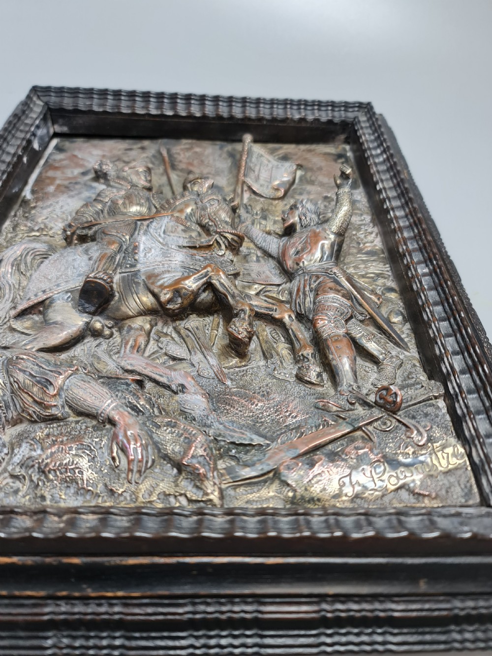 Large 19thc French Electrotype Plaque Depicting a Battle Scene View VI