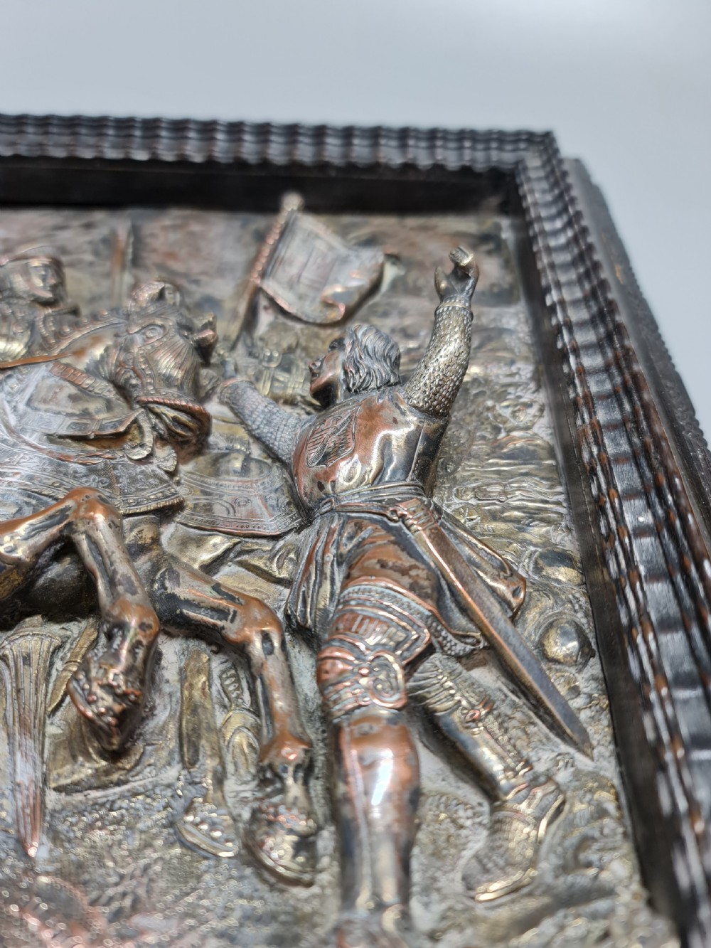 Large 19thc French Electrotype Plaque Depicting a Battle Scene View VII