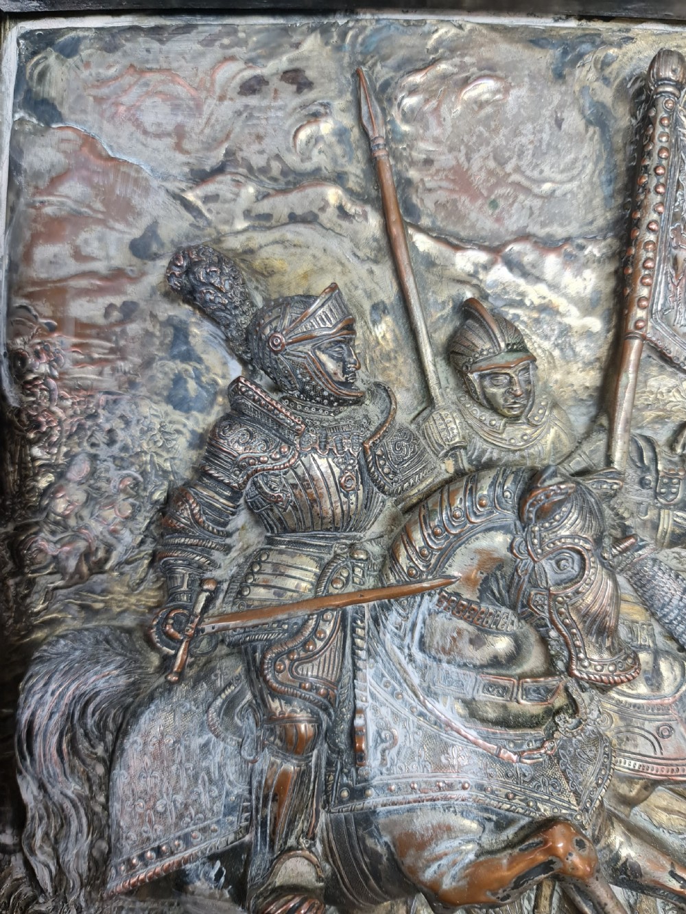Large 19thc French Electrotype Plaque Depicting a Battle Scene View VIII