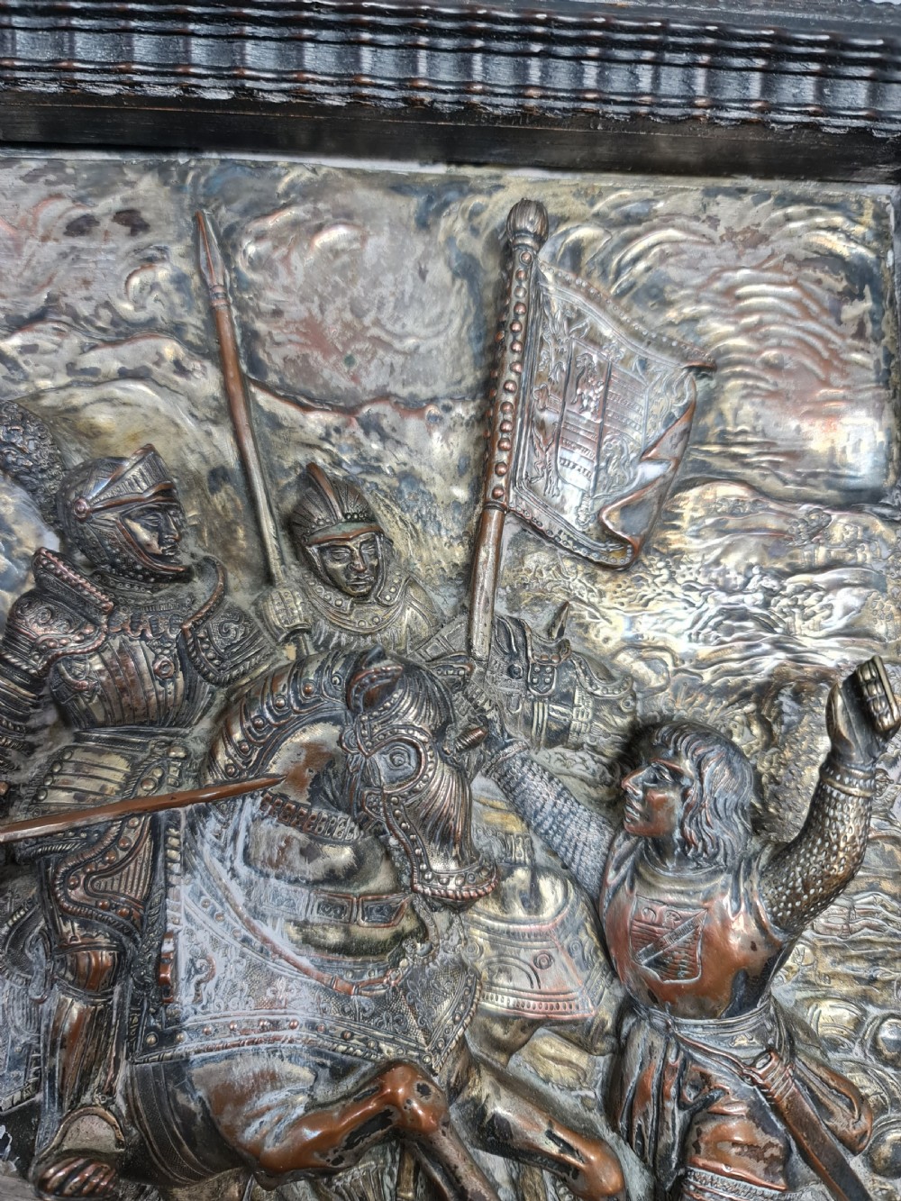 Large 19thc French Electrotype Plaque Depicting a Battle Scene View X
