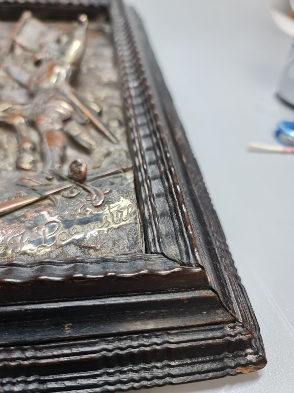 Large 19thc French Electrotype Plaque Depicting a Battle Scene View XI