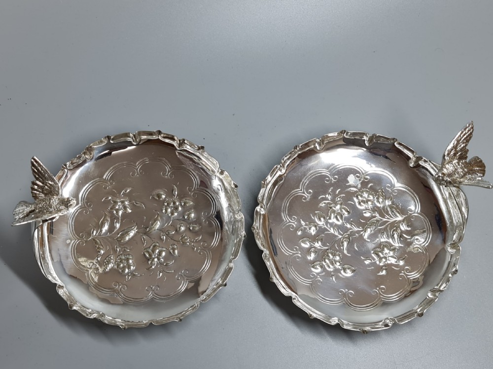 Exceptional Pr Silver Plated Art Nouveau Serving Dishes with Bird Handles c1900 View XIII