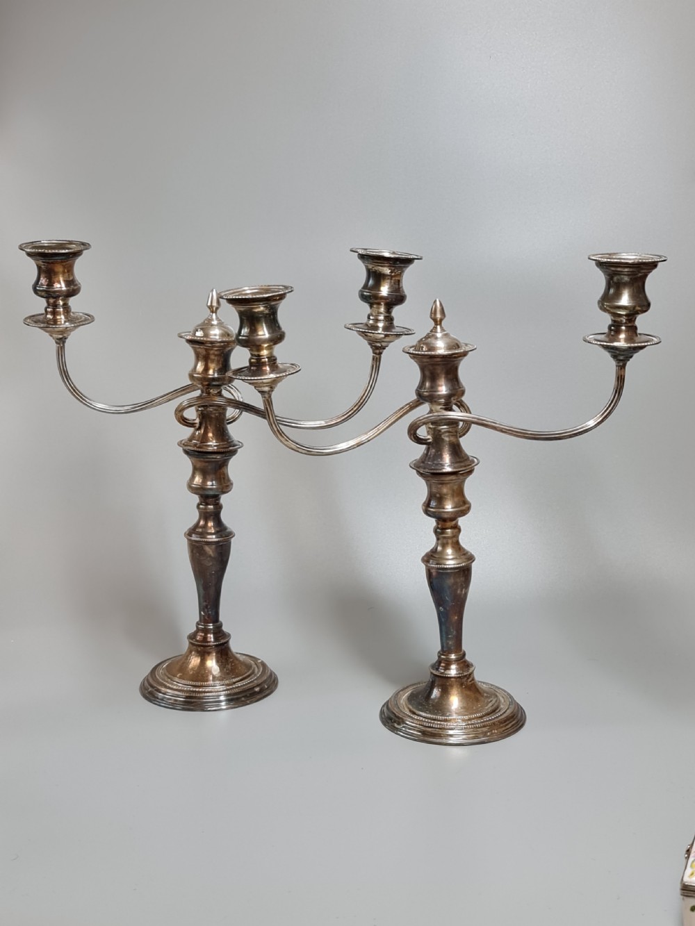 Fine Quality Pr Silver 0n Copper Candelabra c1940s View IV