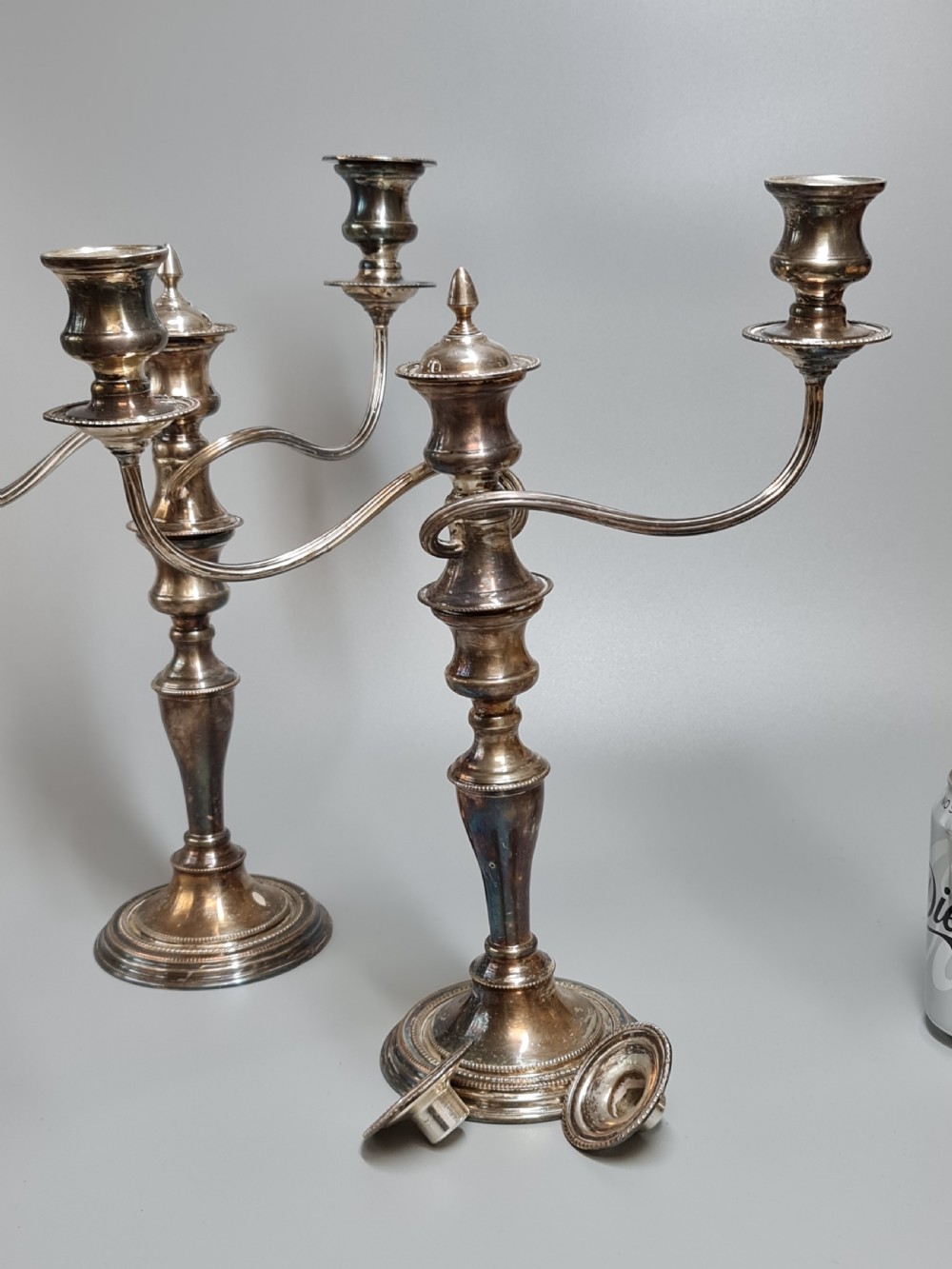 Fine Quality Pr Silver 0n Copper Candelabra c1940s View VI