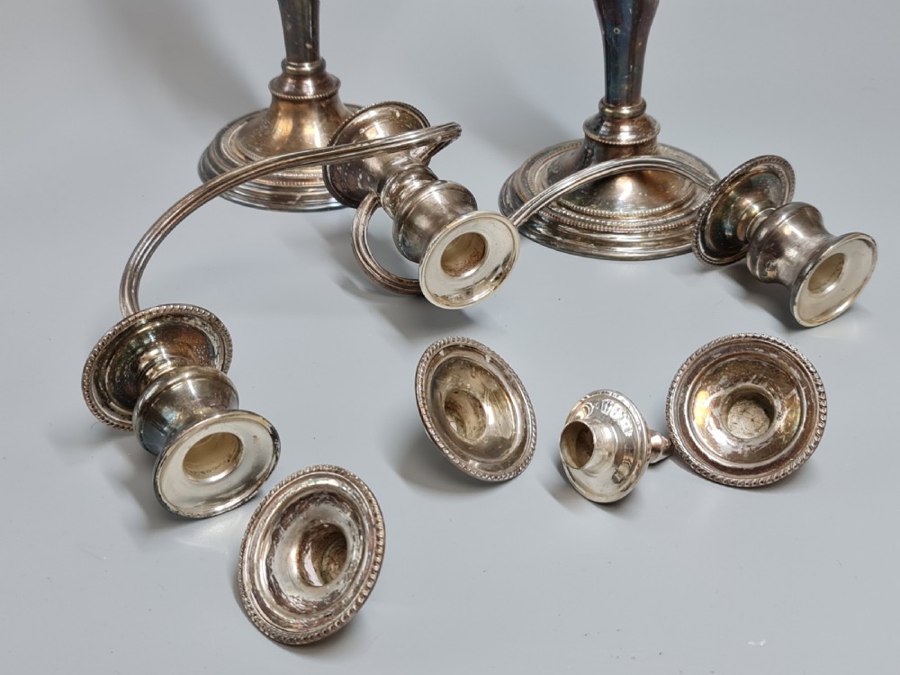 Fine Quality Pr Silver 0n Copper Candelabra c1940s View VII