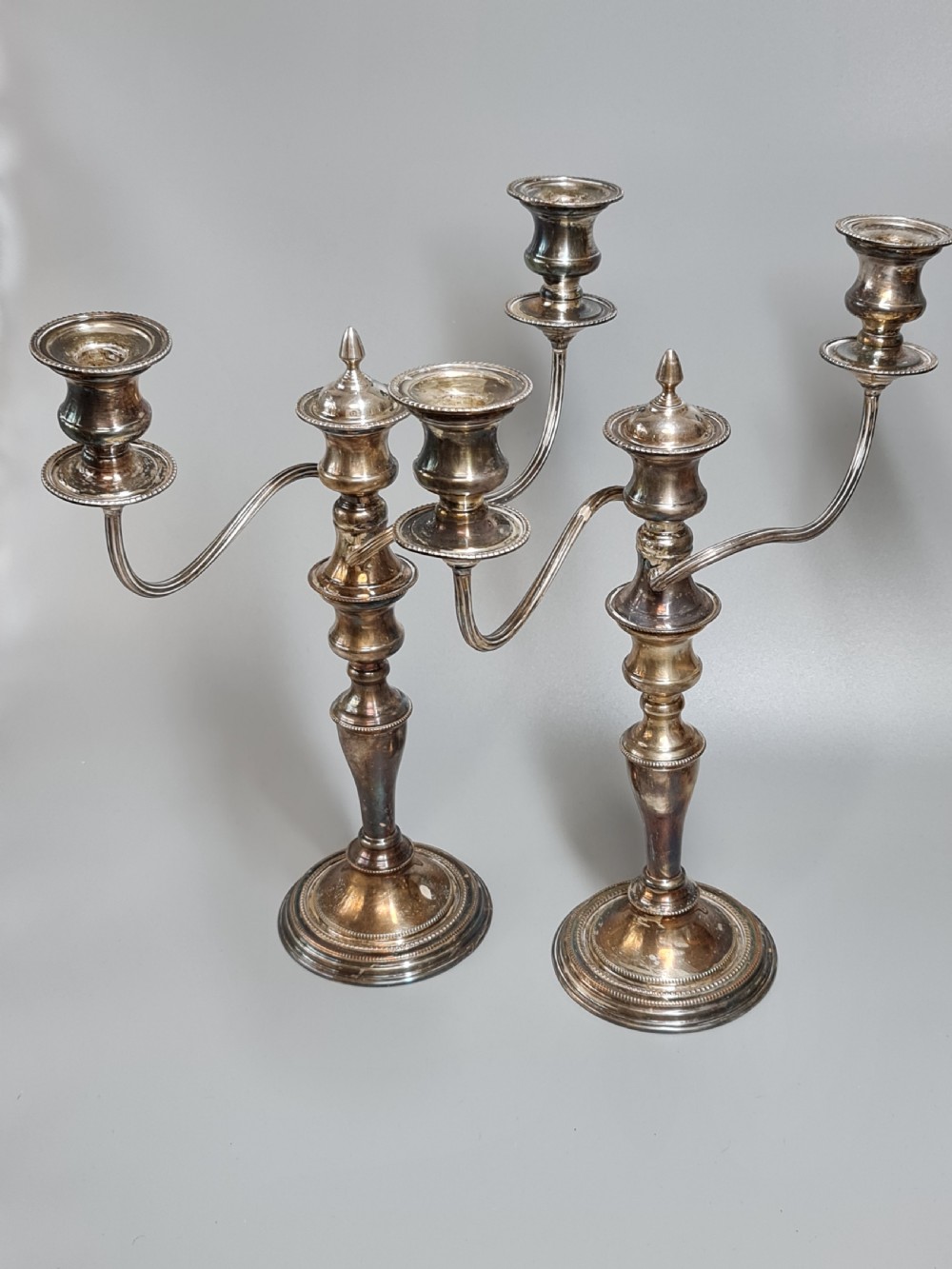 Fine Quality Pr Silver 0n Copper Candelabra c1940s View IX