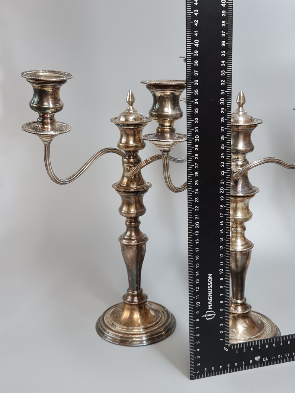 Fine Quality Pr Silver 0n Copper Candelabra c1940s View X