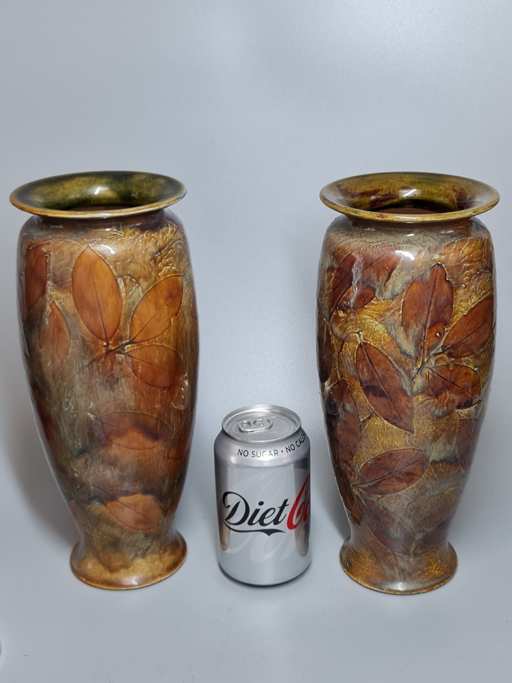 Large Autumnal Pair of Doulton Vases View III