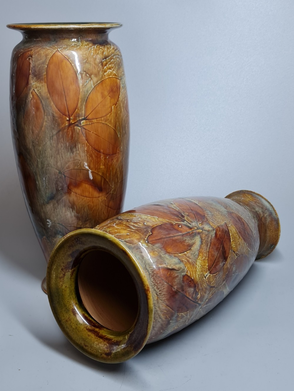 Large Autumnal Pair of Doulton Vases View V