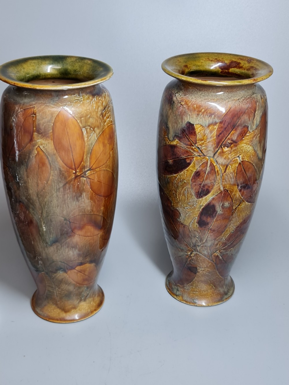Large Autumnal Pair of Doulton Vases View VI