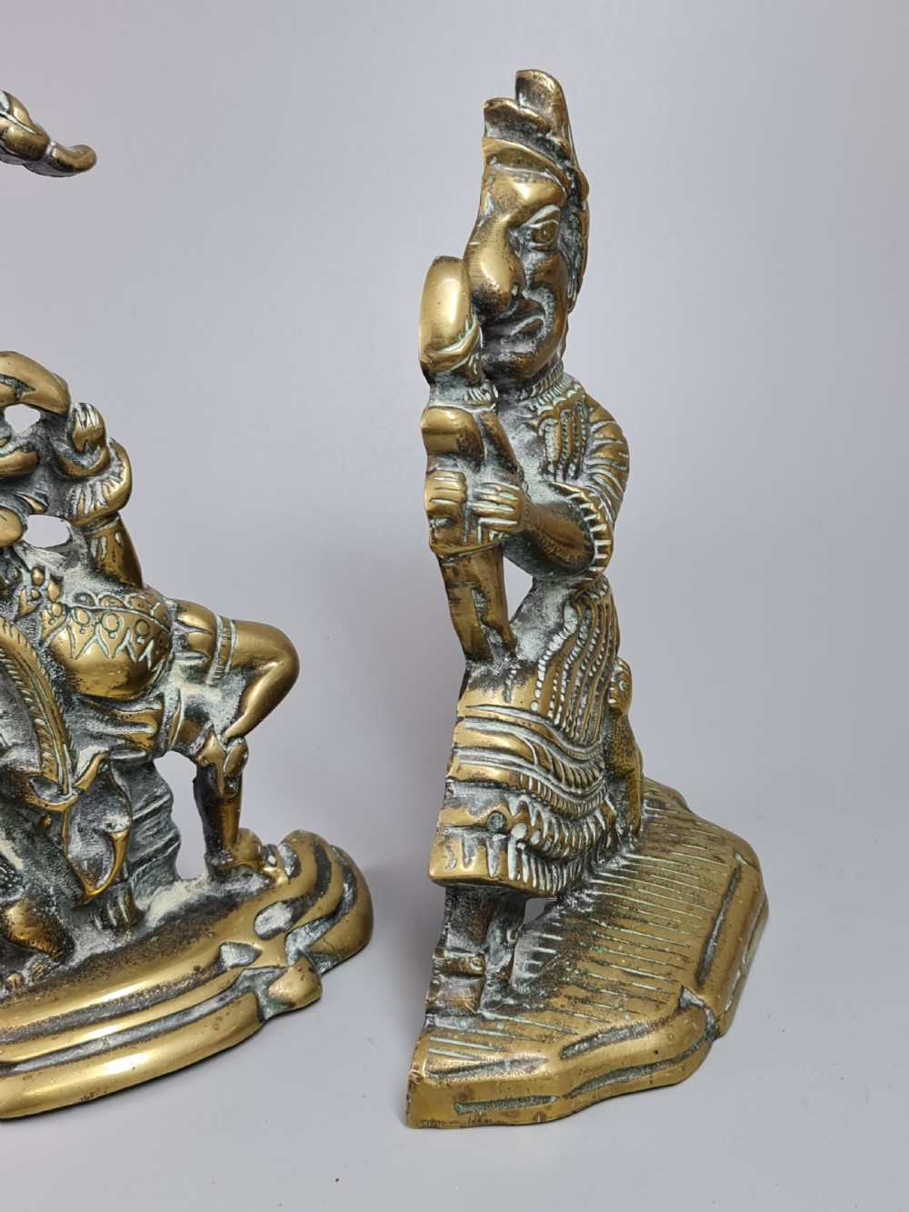 Fine Large 19thc Punch & Judy Brass Door Stops 28cm View VIII