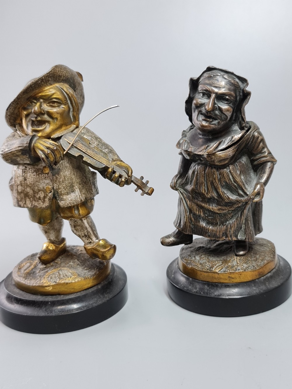 Charming Pair of 19thc European Bronze Figures of Mansion Dwarves