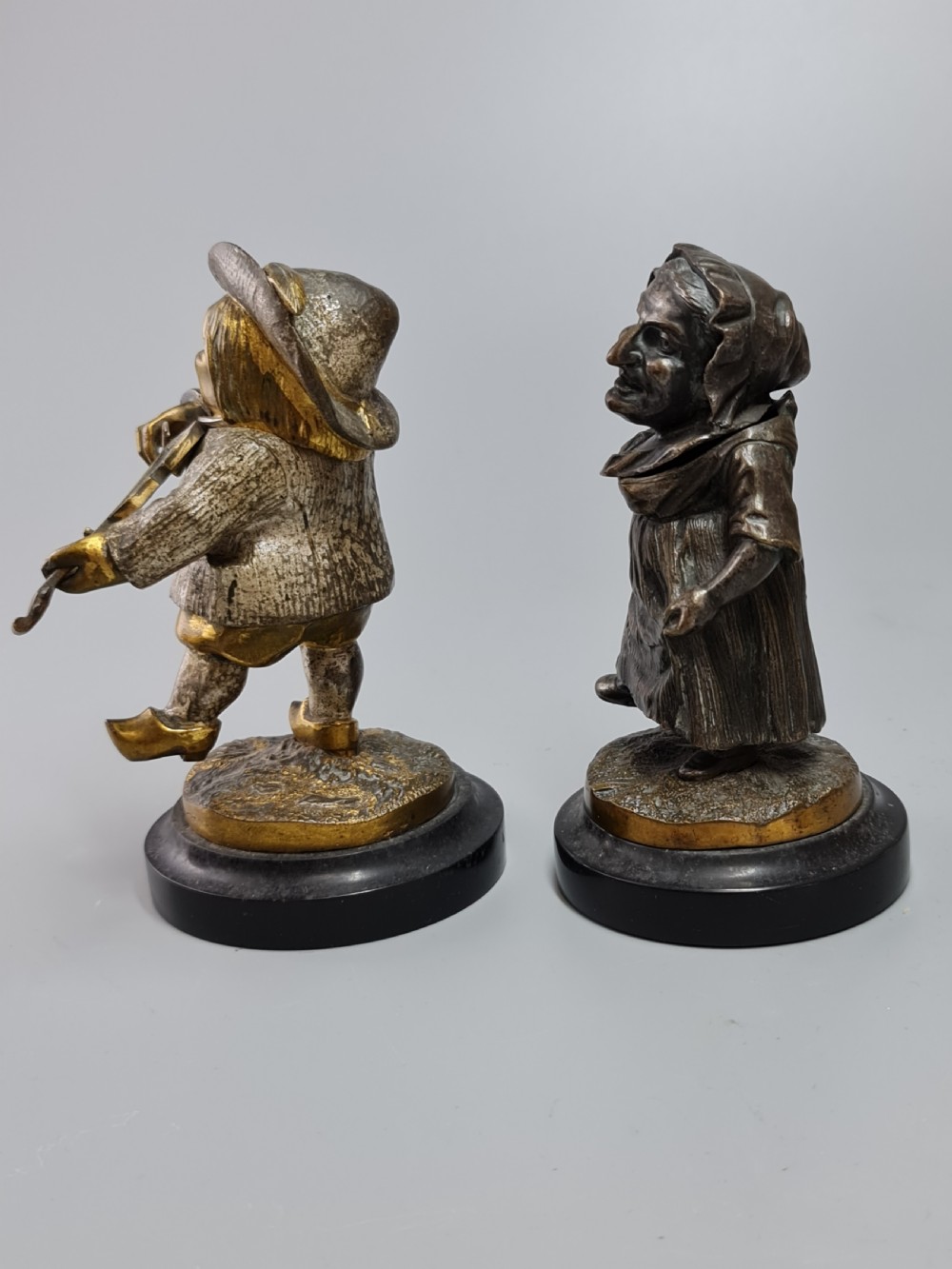 Charming Pair of 19thc European Bronze Figures of Mansion Dwarves View IV