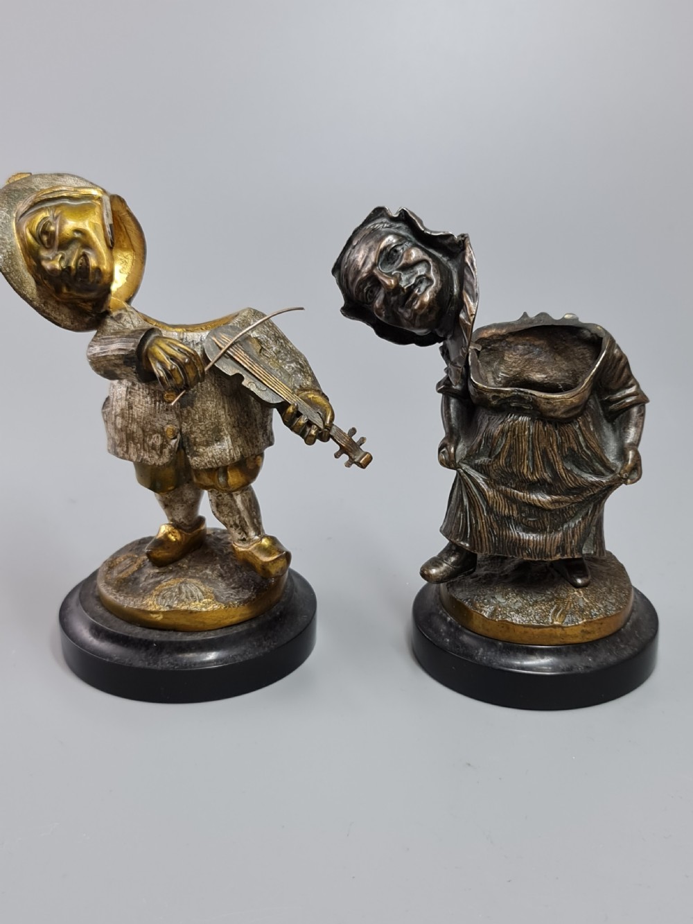 Charming Pair of 19thc European Bronze Figures of Mansion Dwarves View V