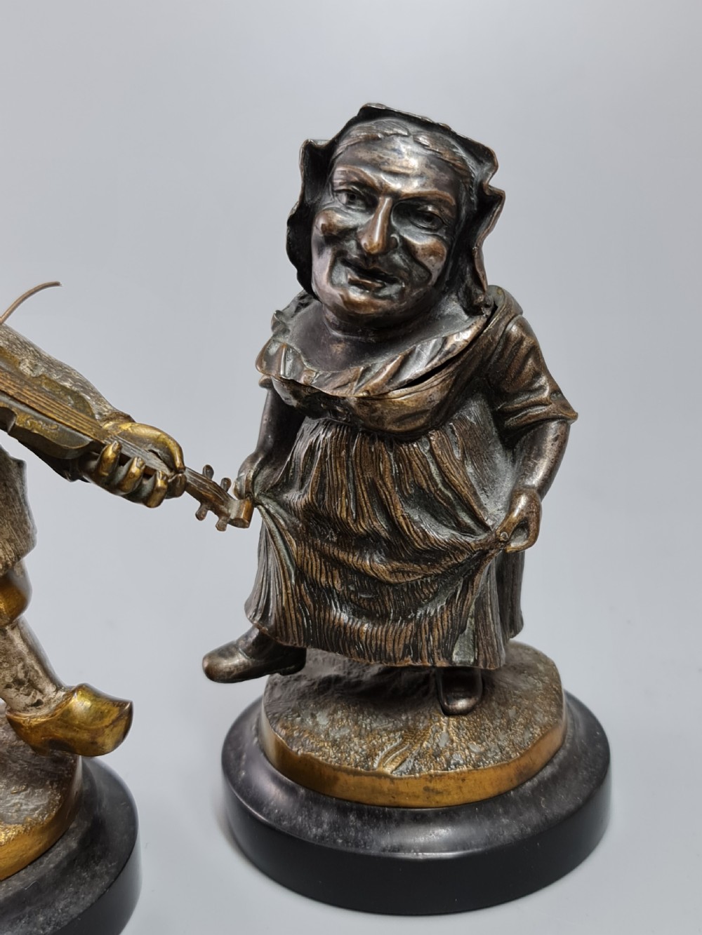 Charming Pair of 19thc European Bronze Figures of Mansion Dwarves View VII