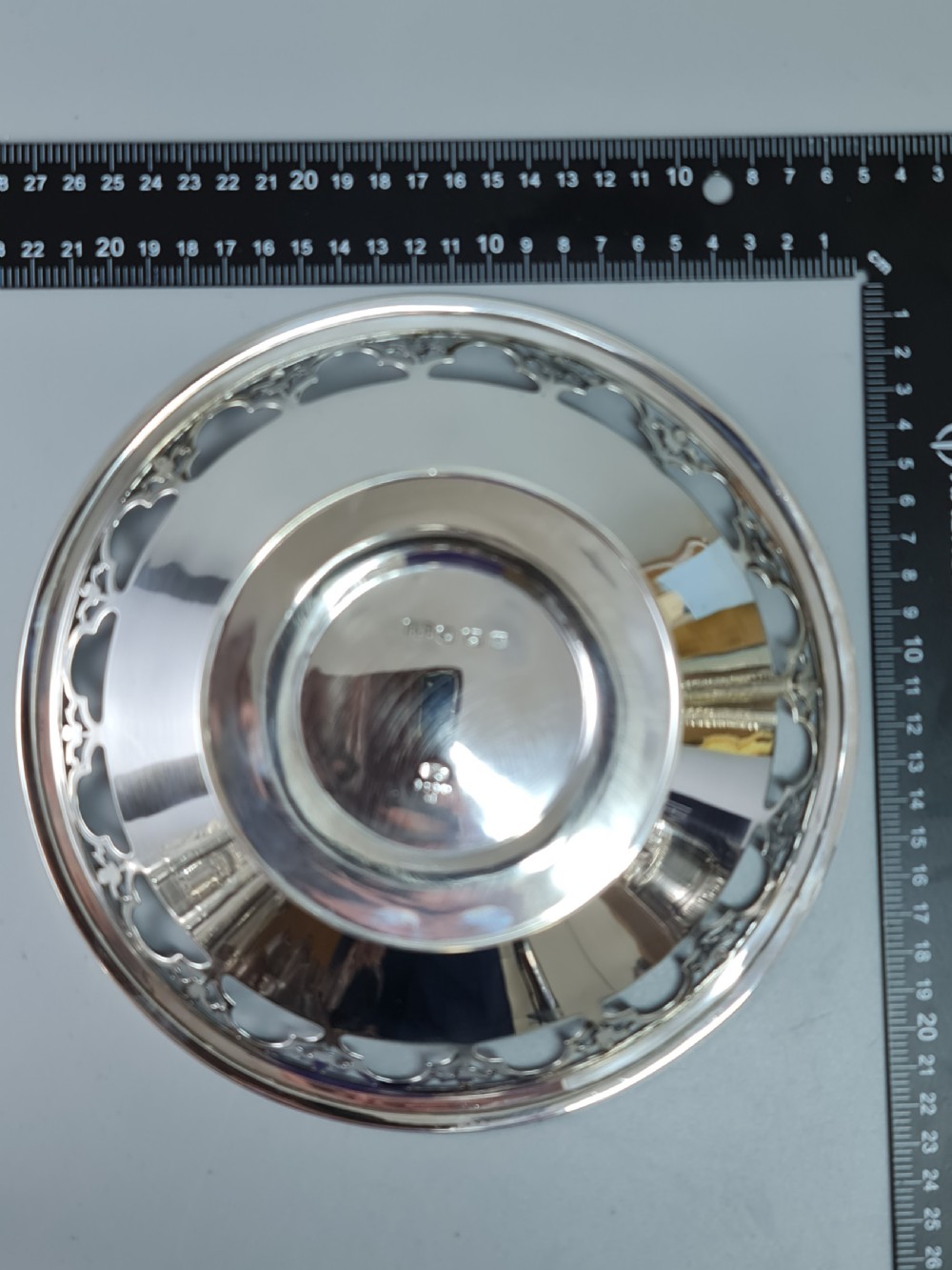 Stylish Large Art Deco HM Silver Fretted Conical Fruit Basket Sheffield 1938 View IX