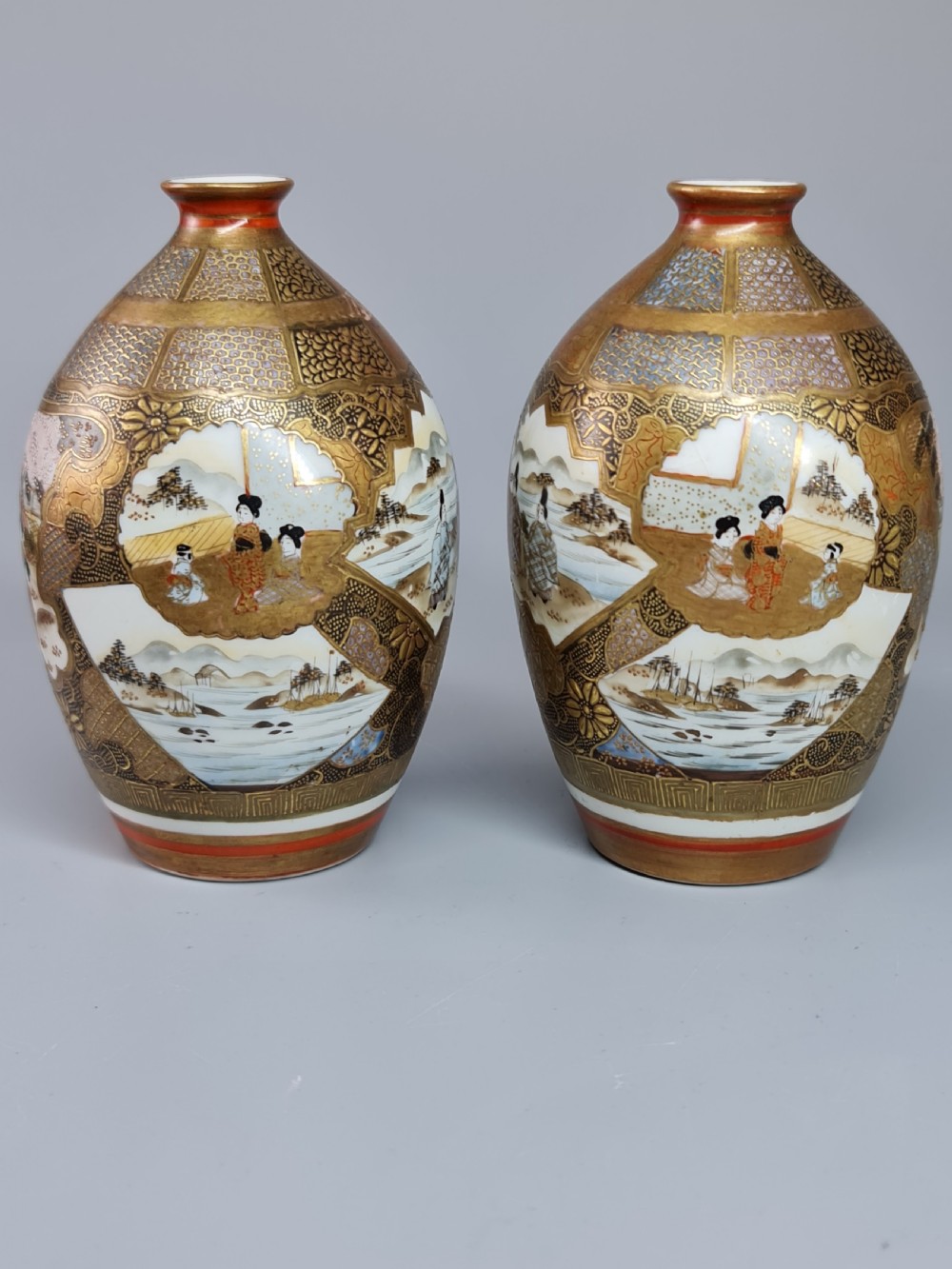 Super Quality 19thc Pair Kutani Painted Vases
