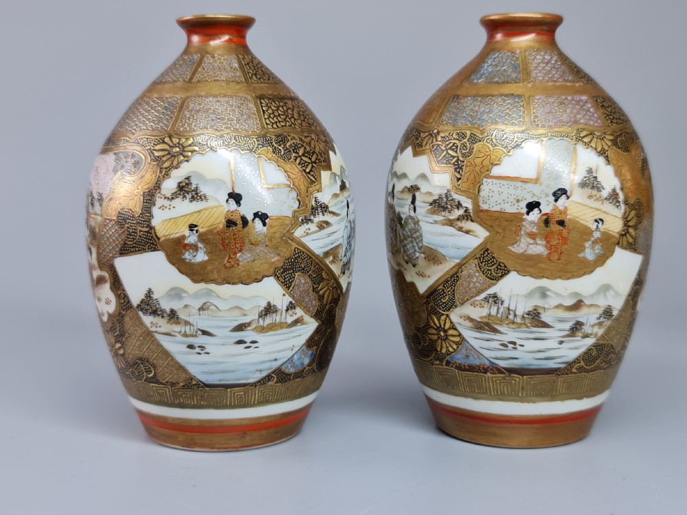 Super Quality 19thc Pair Kutani Painted Vases View II