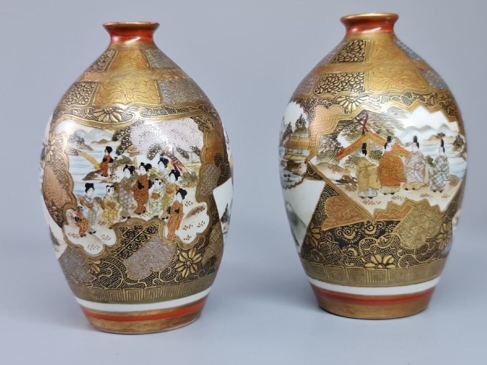 Super Quality 19thc Pair Kutani Painted Vases View III