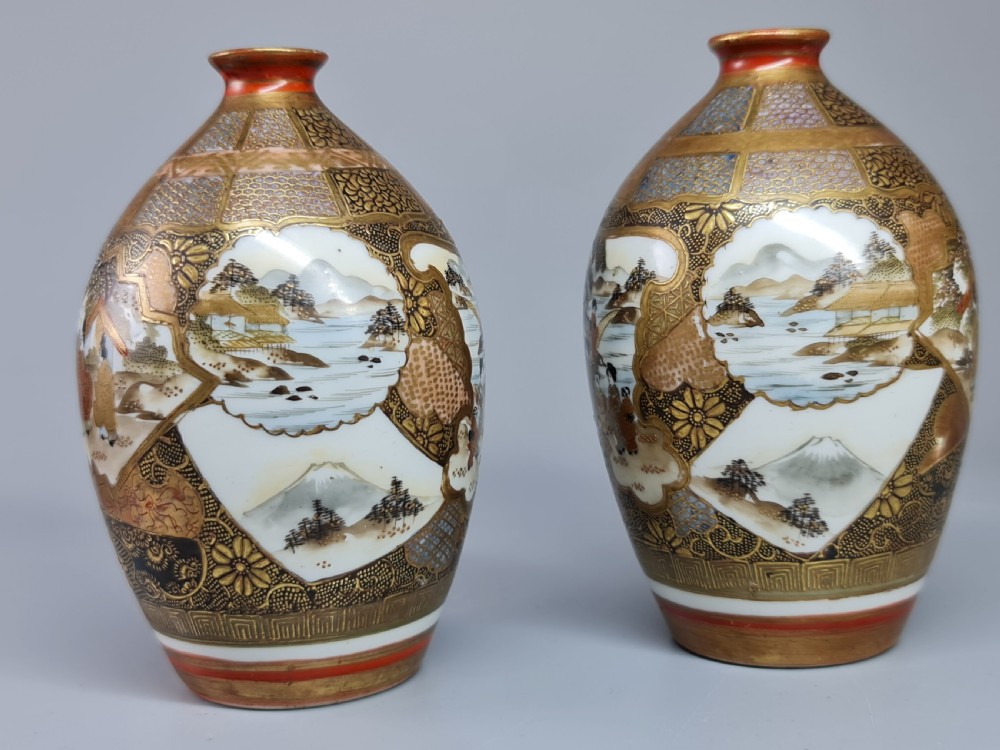 Super Quality 19thc Pair Kutani Painted Vases View IV