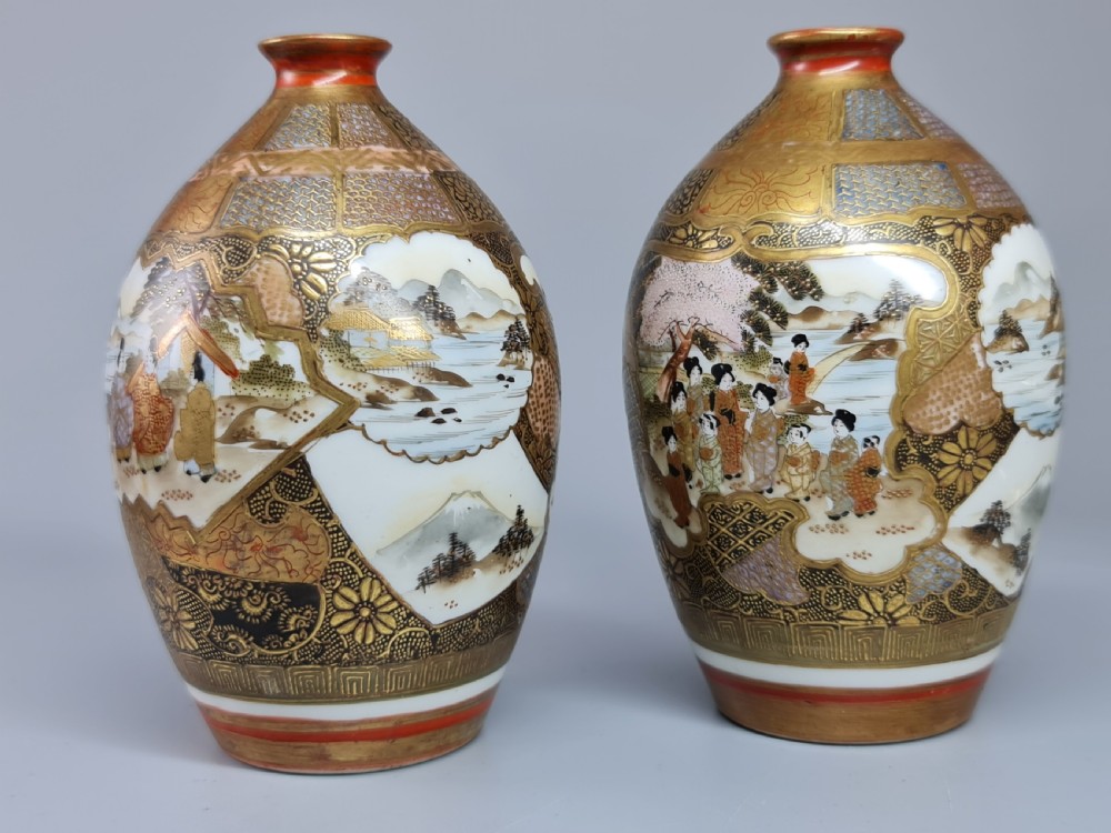 Super Quality 19thc Pair Kutani Painted Vases View V