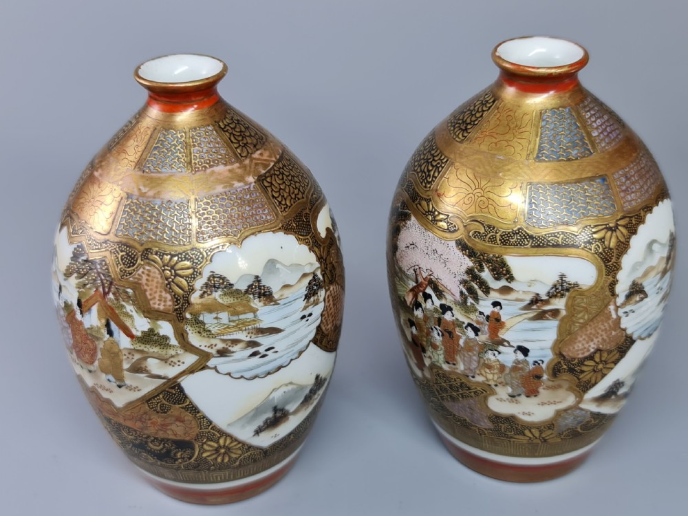 Super Quality 19thc Pair Kutani Painted Vases View VI