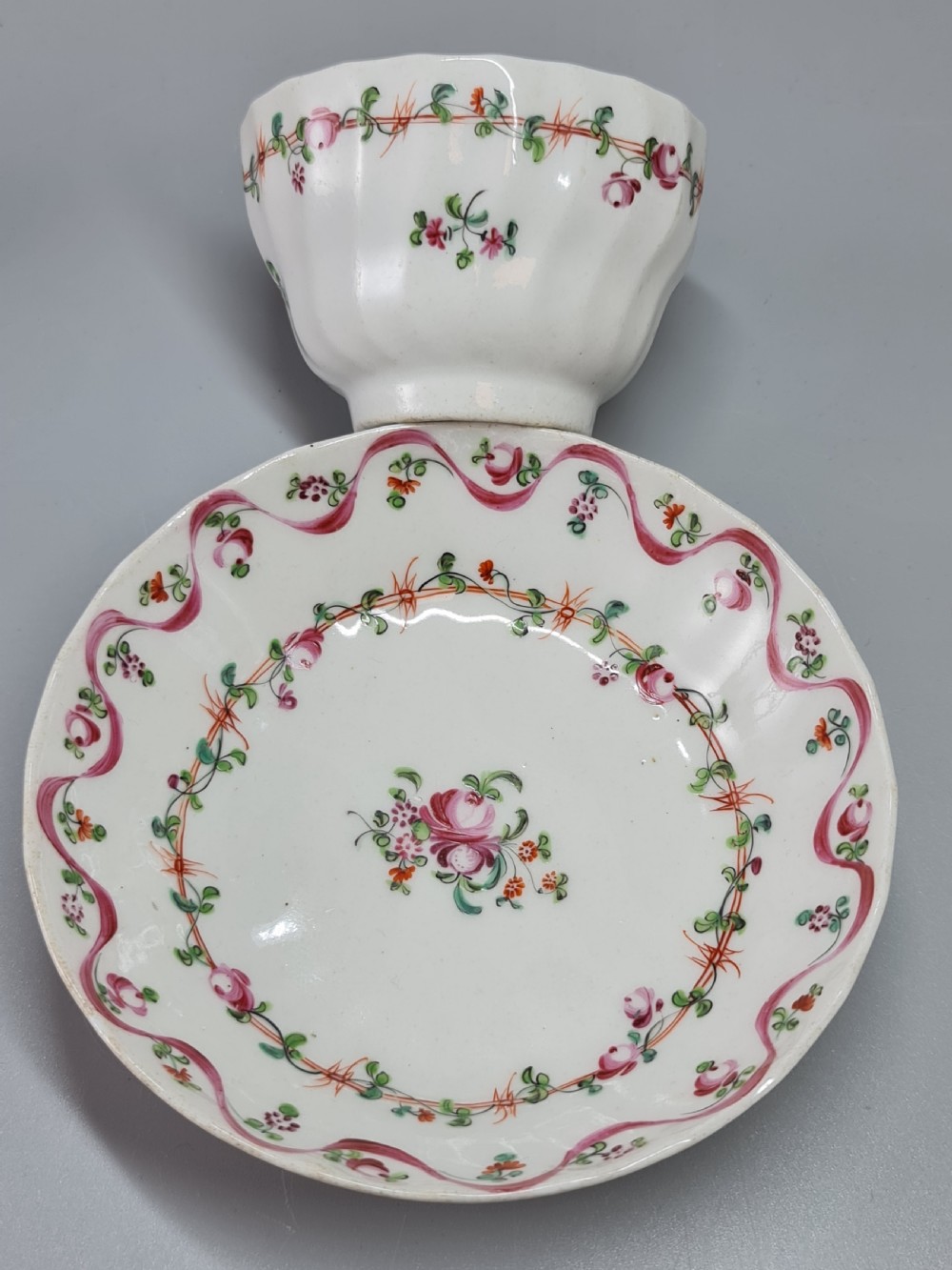 A delightful Late 18th Century fluted Tea Bowl and Saucer