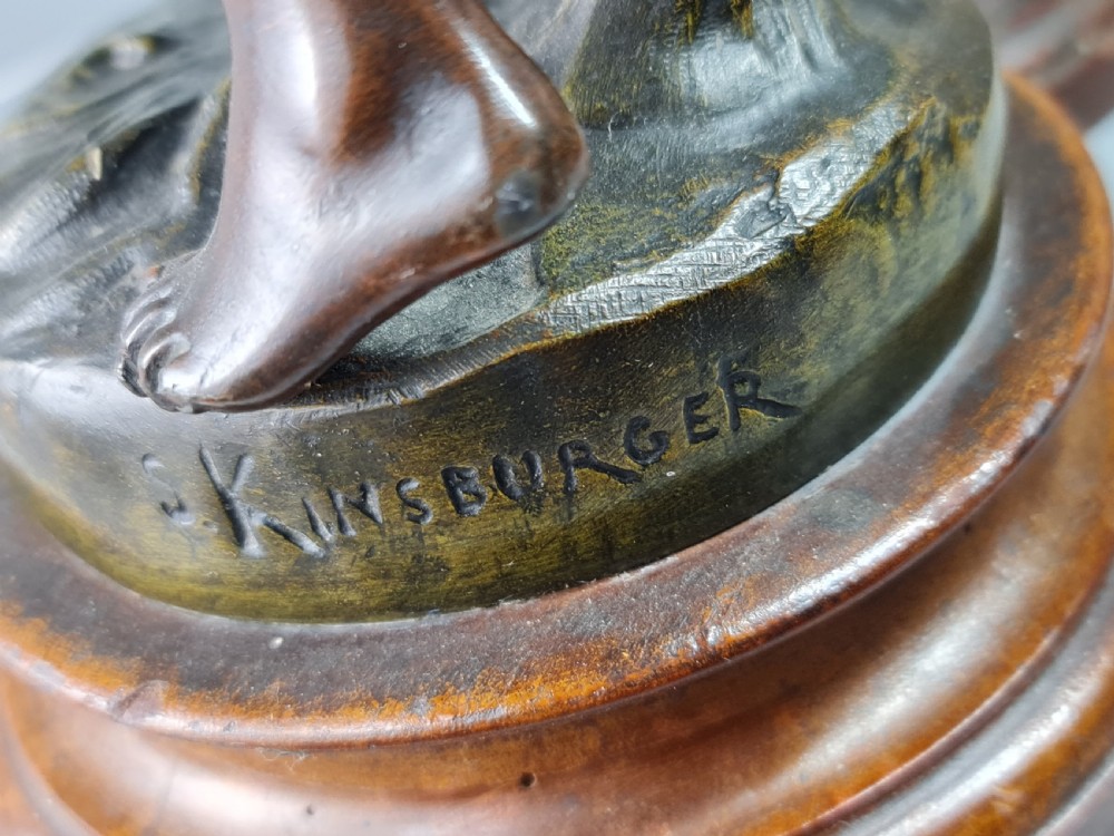 Pair of Large Bronzed Spelter Figures Depicting Spring and Autumn After Sylvain Kinsburger (1855-1935) View IV