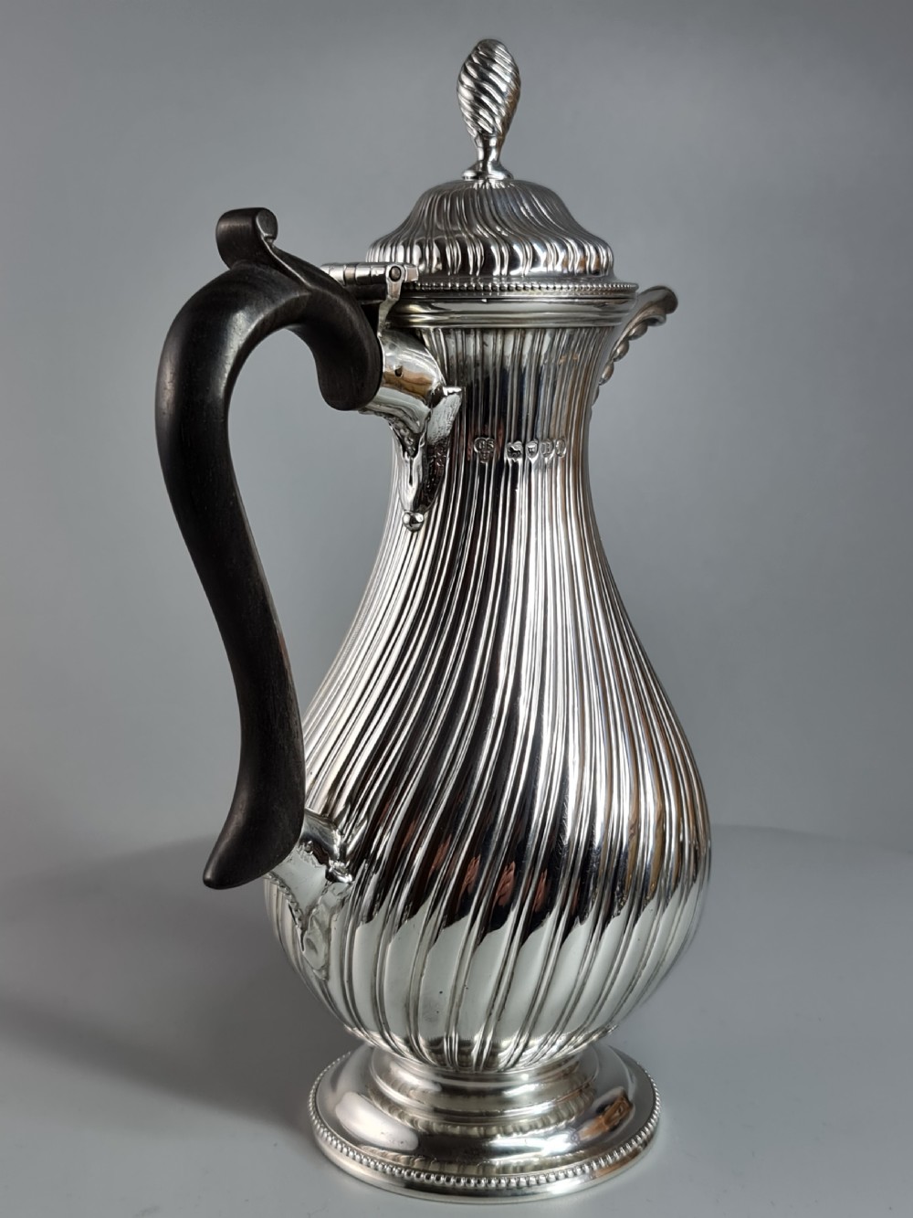 Exquisite 19thc Charles Stuart Harris HM Silver Wrythen Style Water Pot  Lon 1883