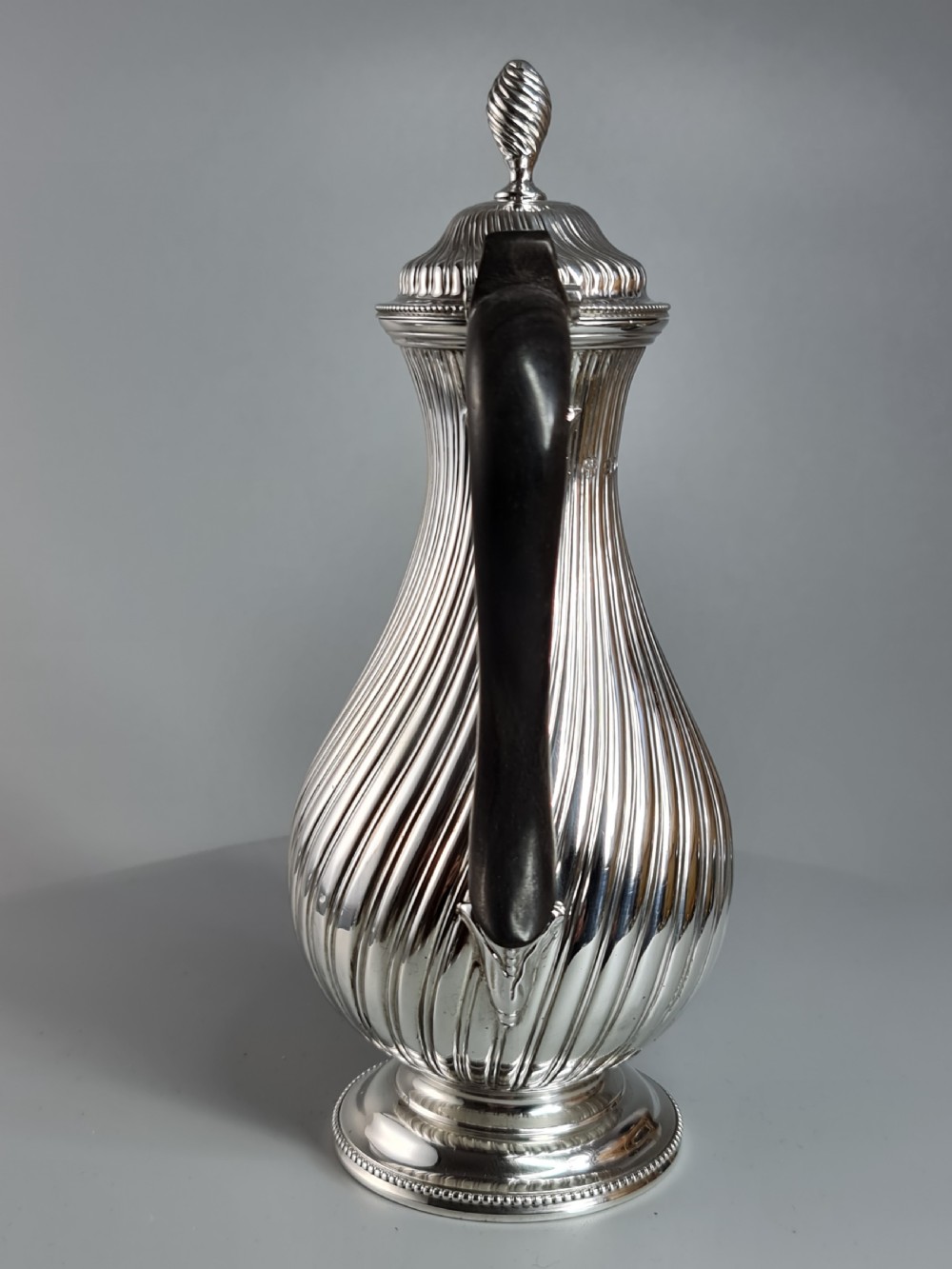 Exquisite 19thc Charles Stuart Harris HM Silver Wrythen Style Water Pot  Lon 1883 View II