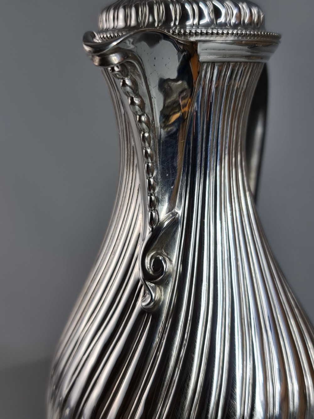 Exquisite 19thc Charles Stuart Harris HM Silver Wrythen Style Water Pot  Lon 1883 View X