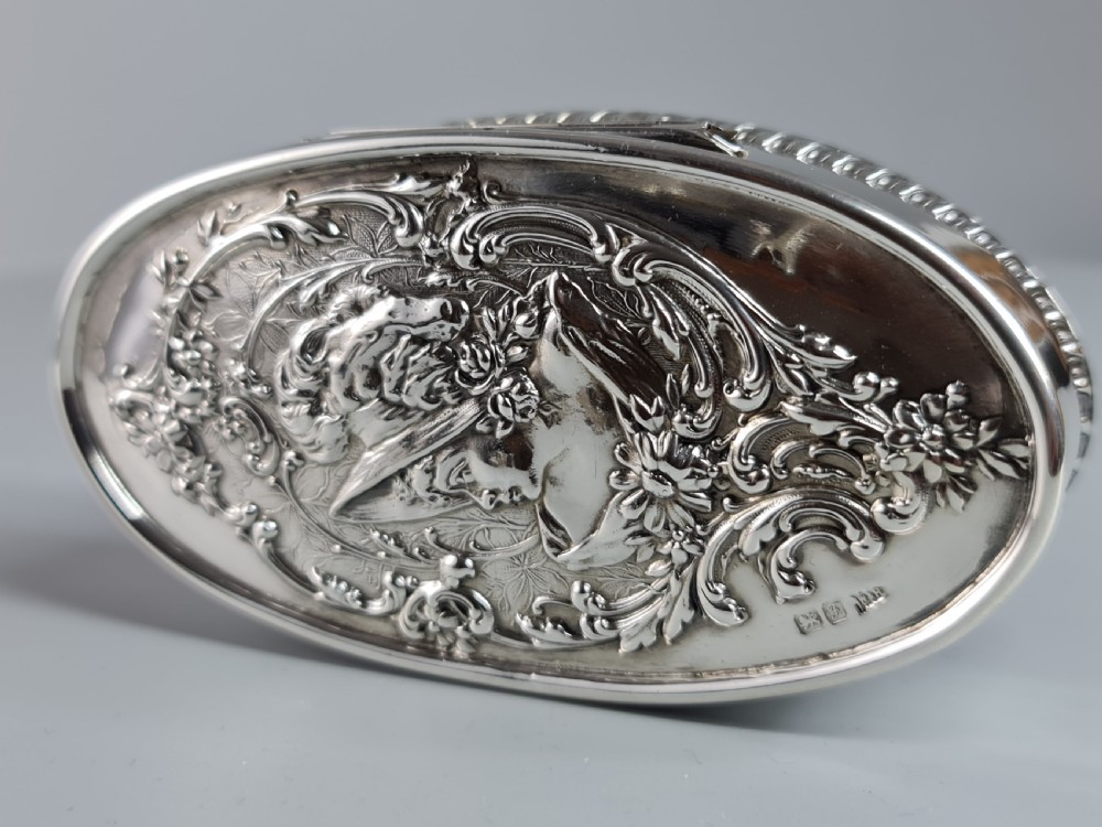 Delightful c1906 Walker & Hall Large HM Silver Oval Dressing Table Box View V