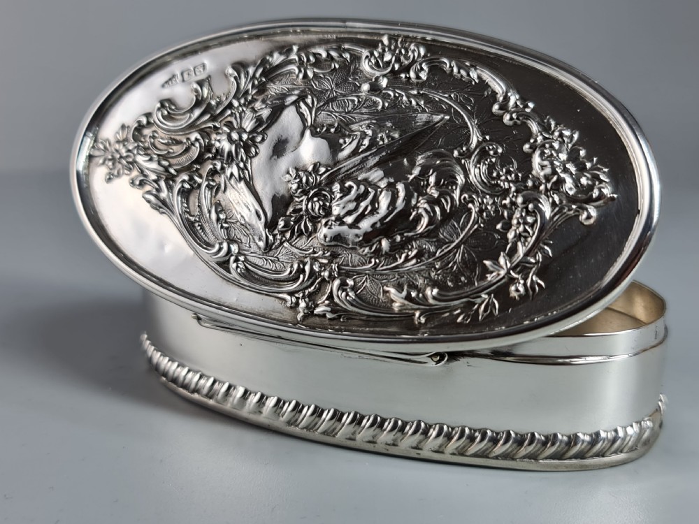 Delightful c1906 Walker & Hall Large HM Silver Oval Dressing Table Box View IX