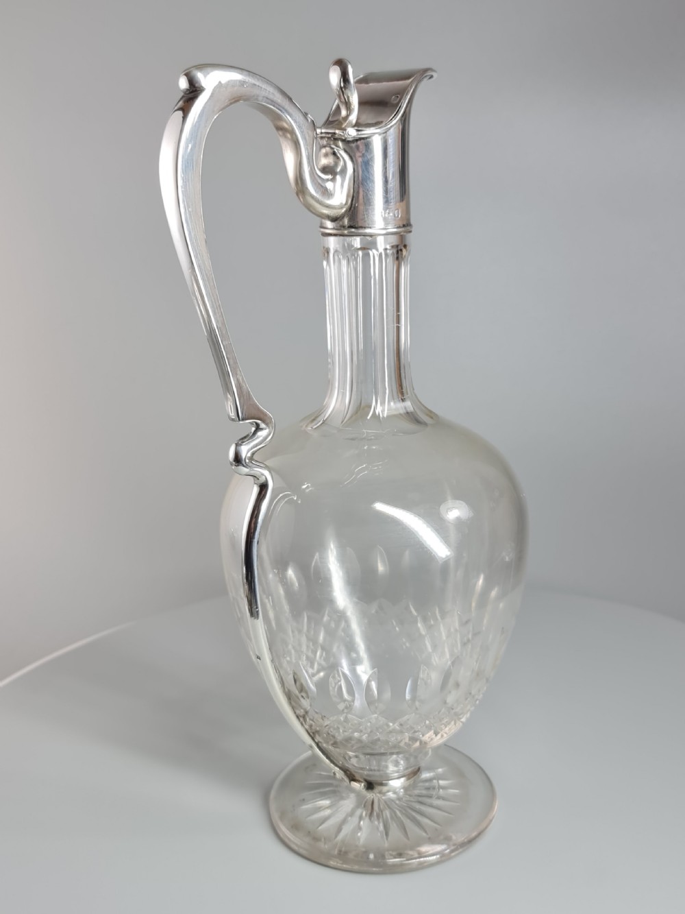 Stunning Design Art Nouveau French Silver & Cut Glass Claret Jug c1900 View XVIII