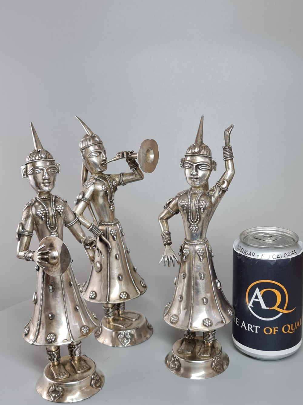 Fabulous trio of Large Vintage Solid Silver Indonesian Figures View II