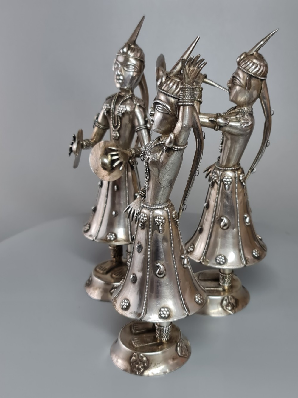 Fabulous trio of Large Vintage Solid Silver Indonesian Figures View III