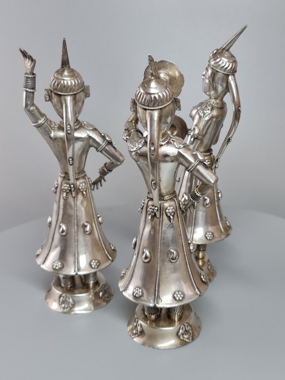 Fabulous trio of Large Vintage Solid Silver Indonesian Figures View IV