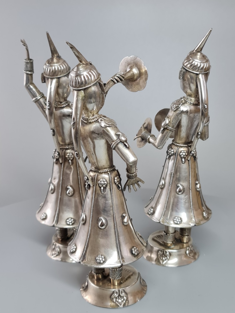 Fabulous trio of Large Vintage Solid Silver Indonesian Figures View V