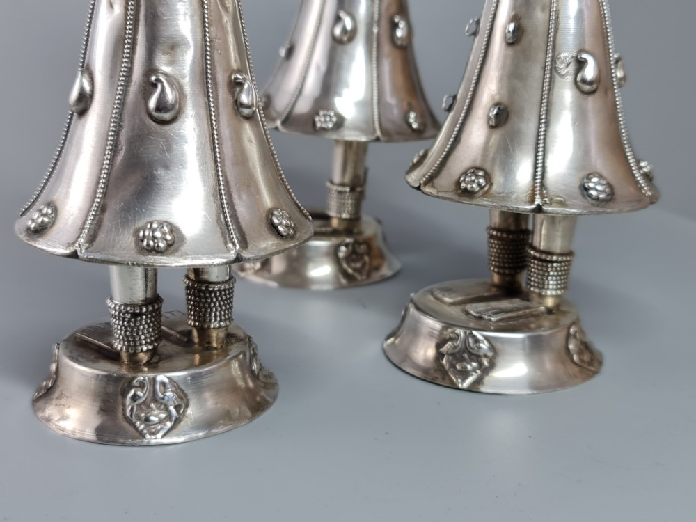 Fabulous trio of Large Vintage Solid Silver Indonesian Figures View XI