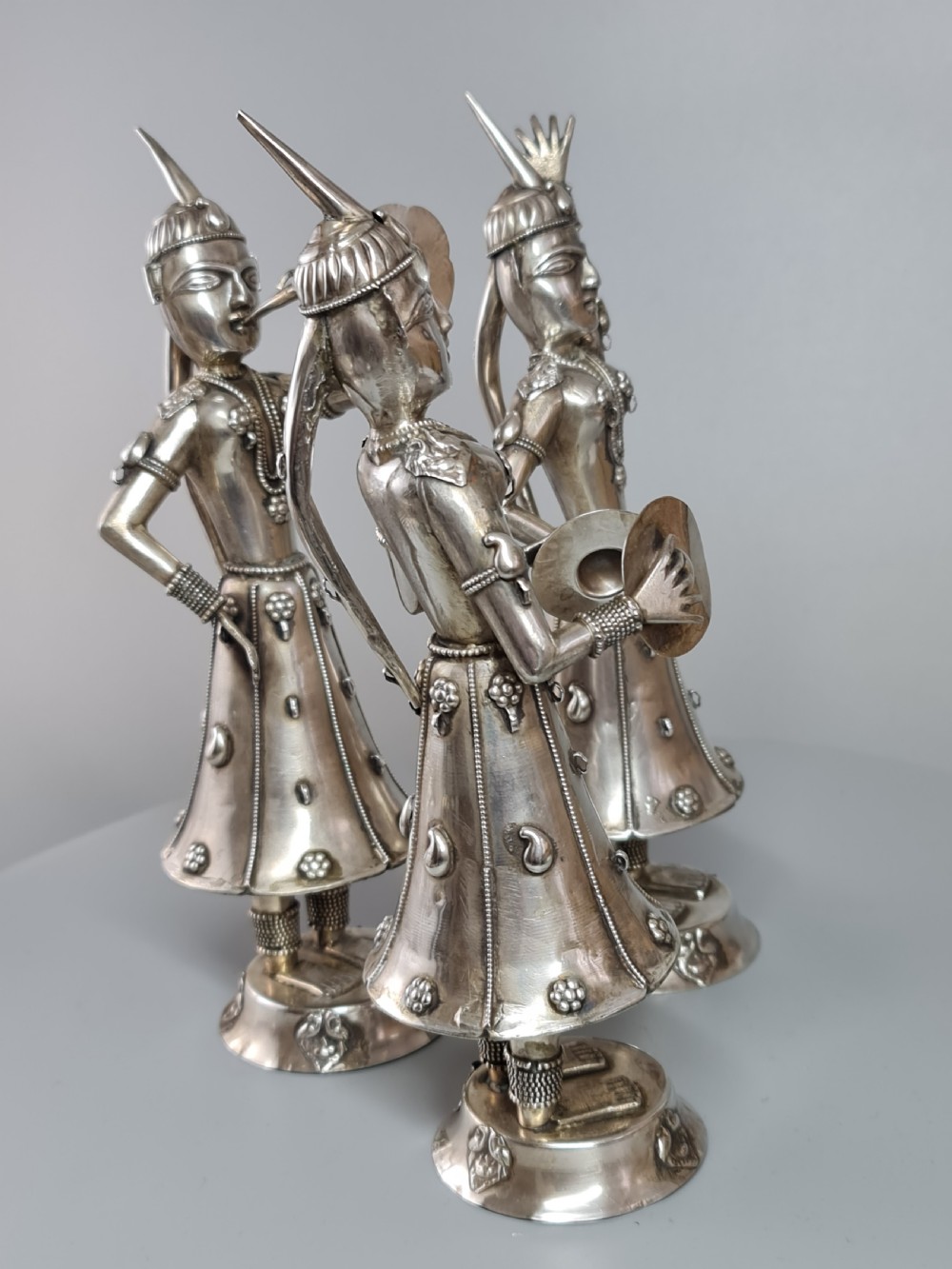 Fabulous trio of Large Vintage Solid Silver Indonesian Figures View XIV