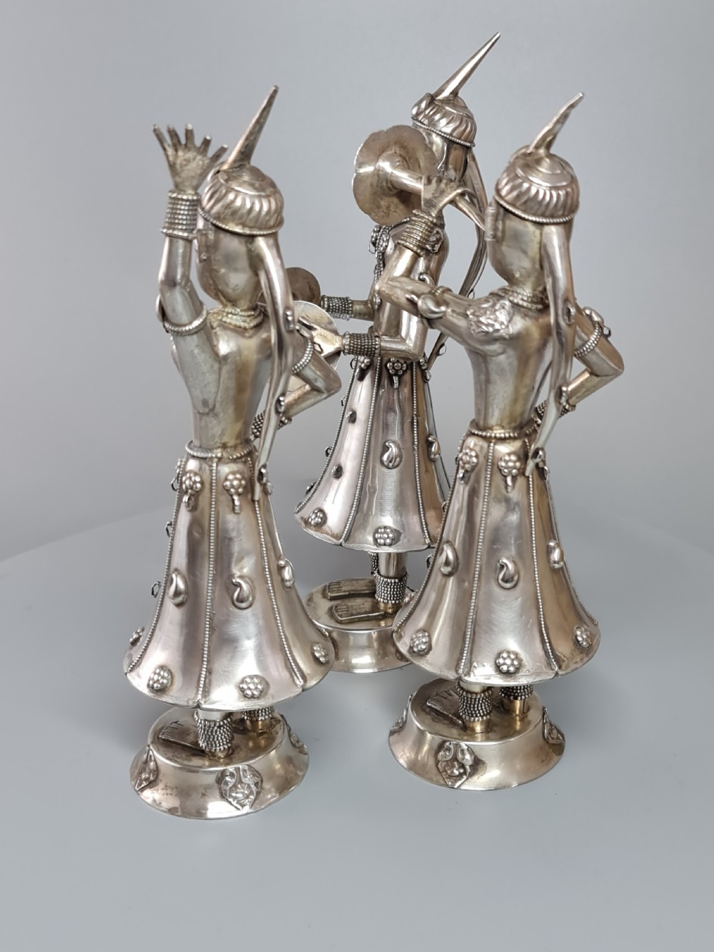 Fabulous trio of Large Vintage Solid Silver Indonesian Figures View XV