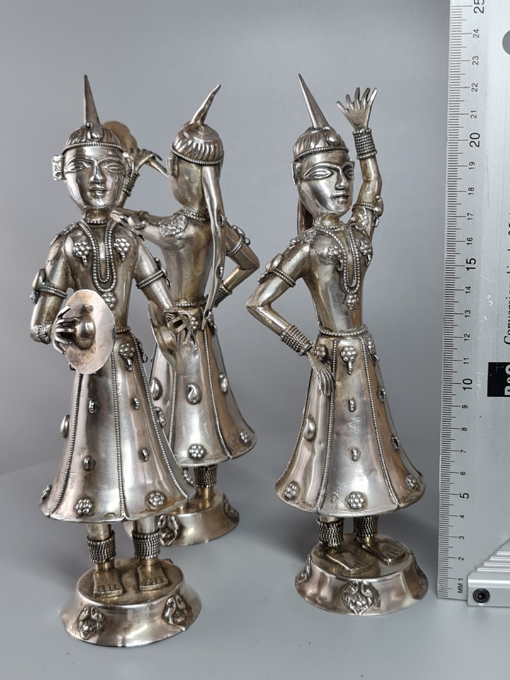 Fabulous trio of Large Vintage Solid Silver Indonesian Figures View XVII