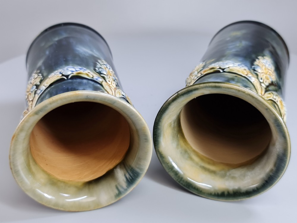 Beautiful Pair of Royal Doulton Cylindrical Vases c1900 View VII