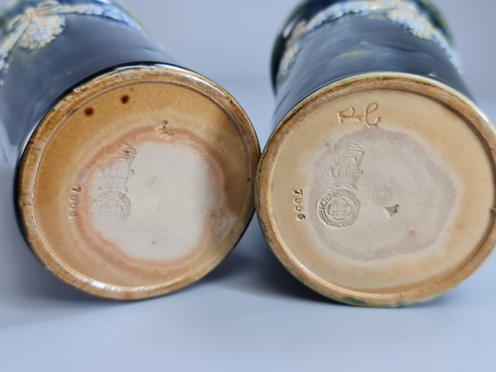 Beautiful Pair of Royal Doulton Cylindrical Vases c1900 View X