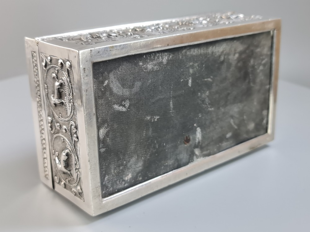 Superb Quality Large Anglo Indian Silver Box Profuse Animal Decoration c1900 View XIV