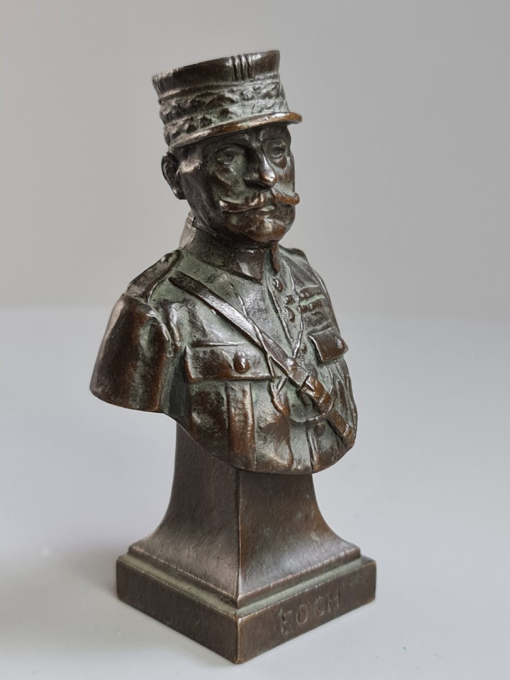Fine Elkington & Co Bronze Bust of Marshall Foch View V