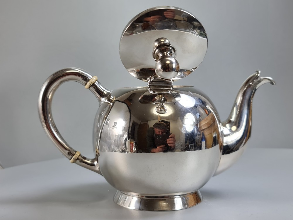 Fine Quality 19thc Austro. Hungarian Silver Bullet Shaped Teapot View VI