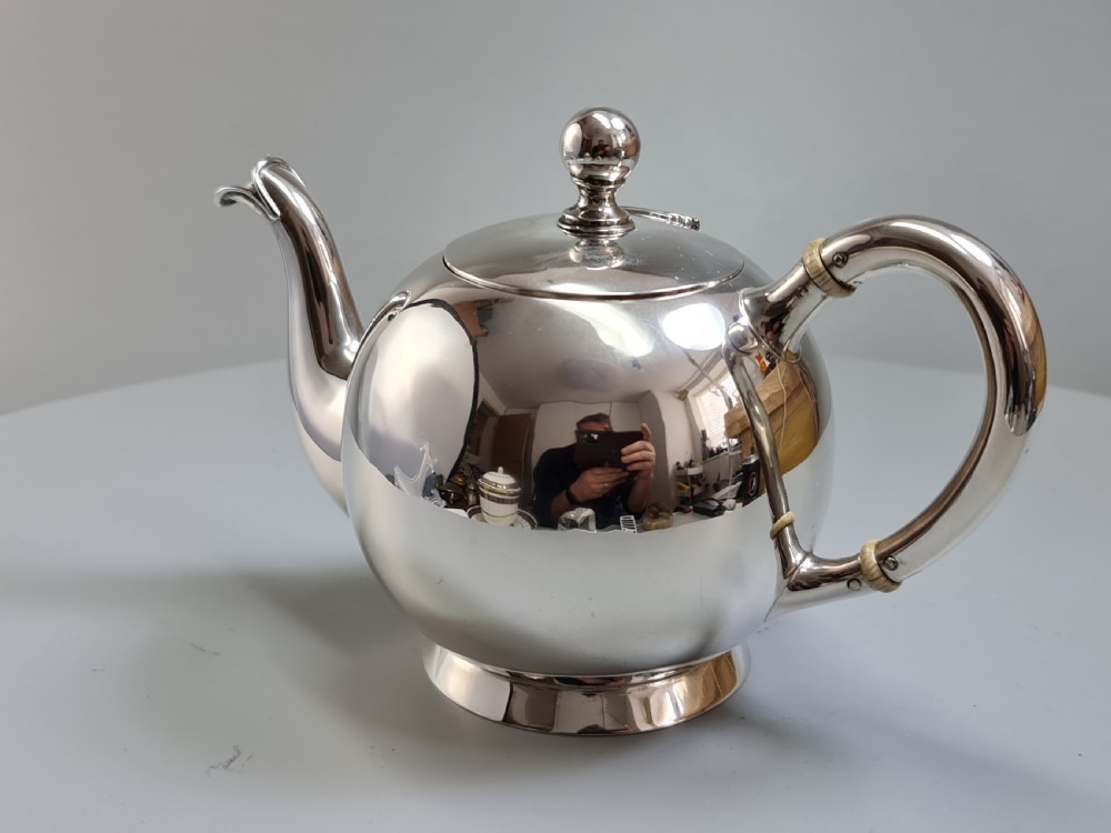 Fine Quality 19thc Austro. Hungarian Silver Bullet Shaped Teapot View VIII