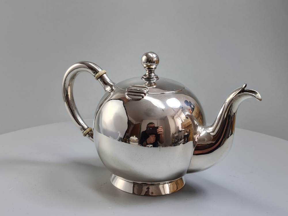 Fine Quality 19thc Austro. Hungarian Silver Bullet Shaped Teapot View XI