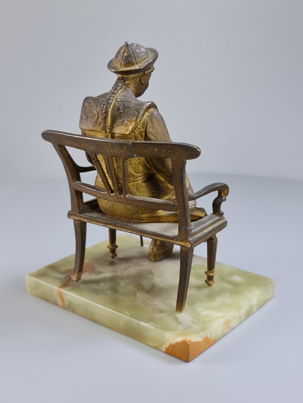 French Gilt Bronze Seated Figure 'En Lecture' on Onyx Base c1900 View VI